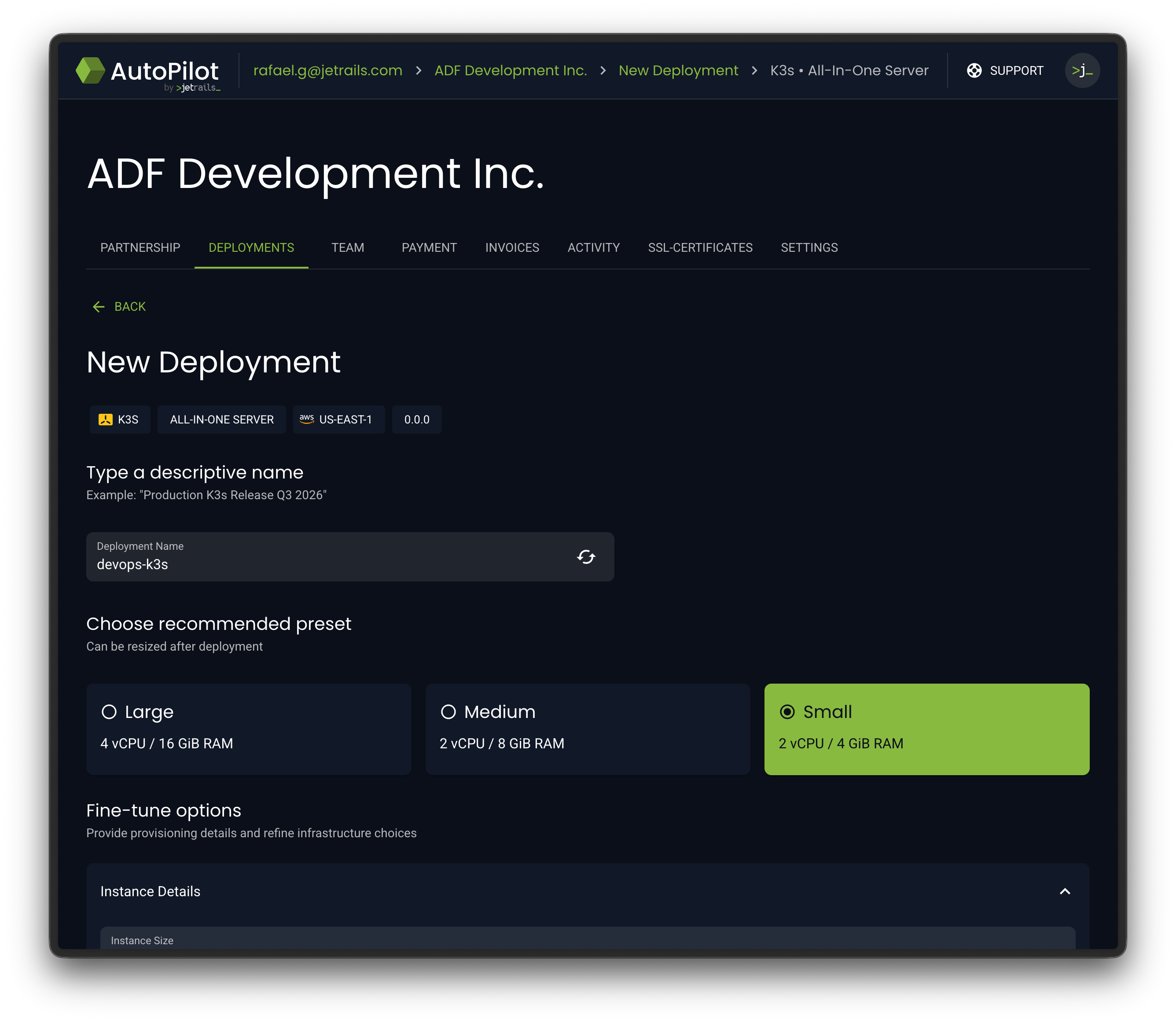 Create a K3s AIO Deployment in AutoPilot